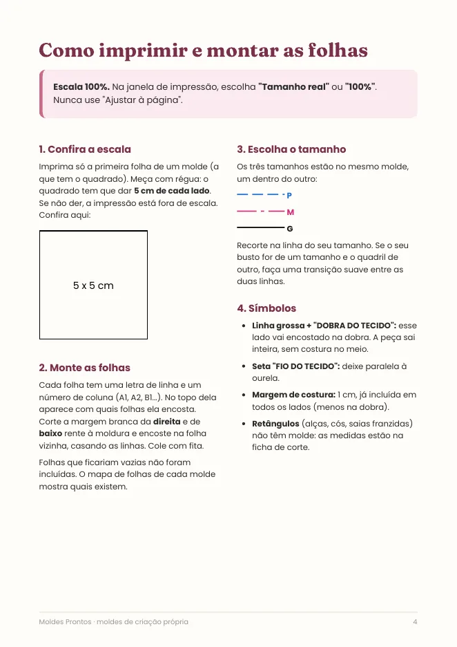 Página real do PDF Moldes Prontos: guia de impressão