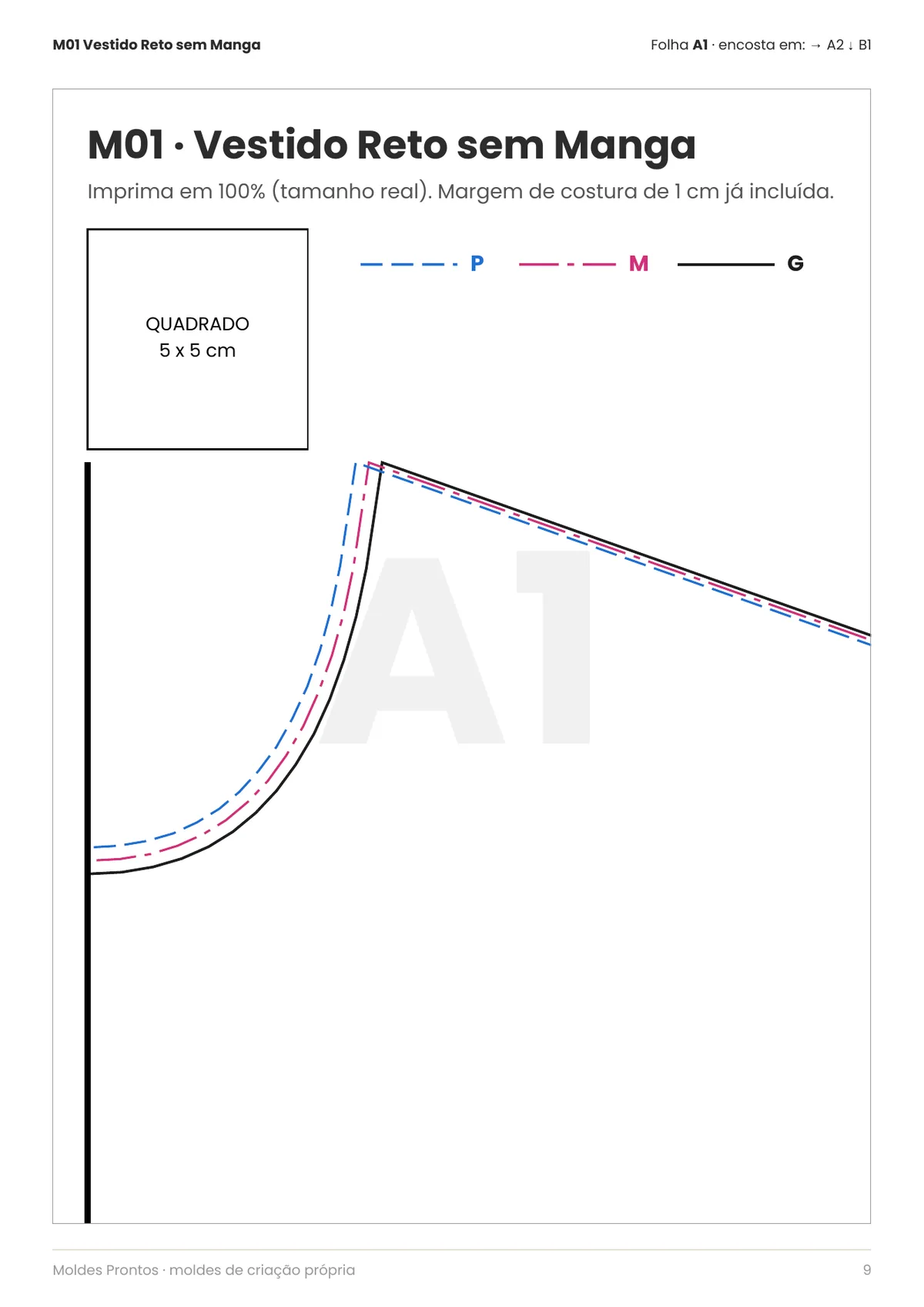 Página real do PDF Moldes Prontos: molde em tamanho real