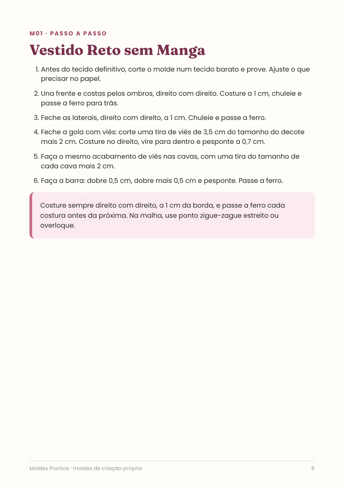 Página real do PDF Moldes Prontos: passo a passo